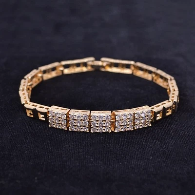 Elegante pulsera cuadrada de topacio transparente rellena de oro amarillo de 18 quilates para mujer Foto 1 de 2