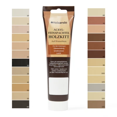 HOLZANDO Acryl Holzkitt Feinspachtel Spachtel Kitt Holzpaste Holzfüller Holzkit Tube 250g