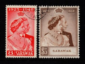 SARAWAK KGVI 1948 WEDDING SET, SG 165/166, FINE USED, CAT. £65 - Bild 1 von 2