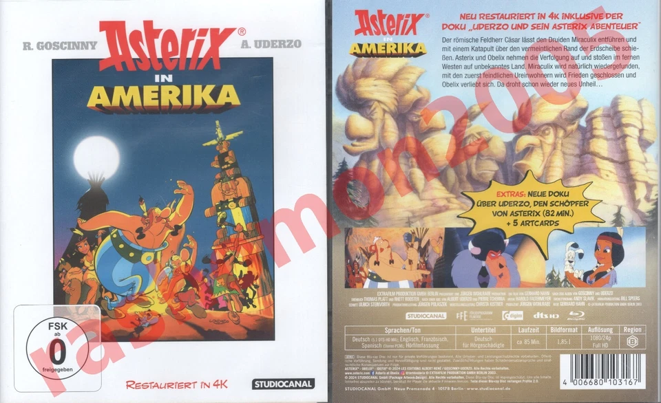 Blu-ray ASTERIX CONQUERS AMERICA (1994) Obelix Animation Remastered Region B NEW - Image 1 of 1