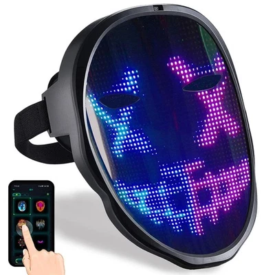 LED Maske Programmierbar App Party Halloween Maske Bluetooth wiederaufladbar - Bild 1 von 4