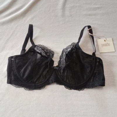 Sujetador con aros Panache Ana de encaje 30G negro 9396 nuevo con etiquetas soporte lateral sin forro Foto 1 de 4