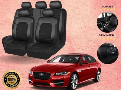 Juego completo de funda de asiento de 5 asientos para todos JAGUAR SEDAN imitación cuero negro Foto 1 de 4