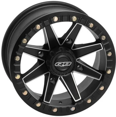 QuadBoss Boss Lock Wheel - 14x7 - 5+2 Offset - 4/110 - Matte Black with Machined - Image 1 of 3