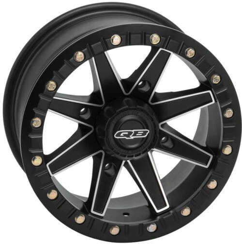 QuadBoss Boss Lock Wheel - 14x7 - 5+2 Offset - 4/110 - Matte Black with Machined - Image 1 of 3
