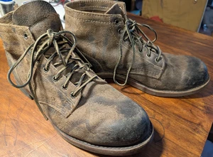 Frye Gefängnis Stiefel Herren Leder Runde Spitze Stiefel Dunkelbraun Größe 12 M Abgenutzt - Bild 1 von 10