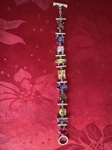 Rhinestone Multi Cut and Colors Stunning 8-inch Bracelet Open Clasp - Picture 1 of 6