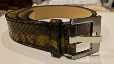 Cinturón de cuero italiano con estampado de serpiente Via Spiga para mujer talla L hebilla de cinturón  Foto 1 de 4