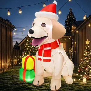5FT Christmas Inflatables Decorations Outdoor Vivid Lab Dog with Build-in Bri... - Picture 1 of 7