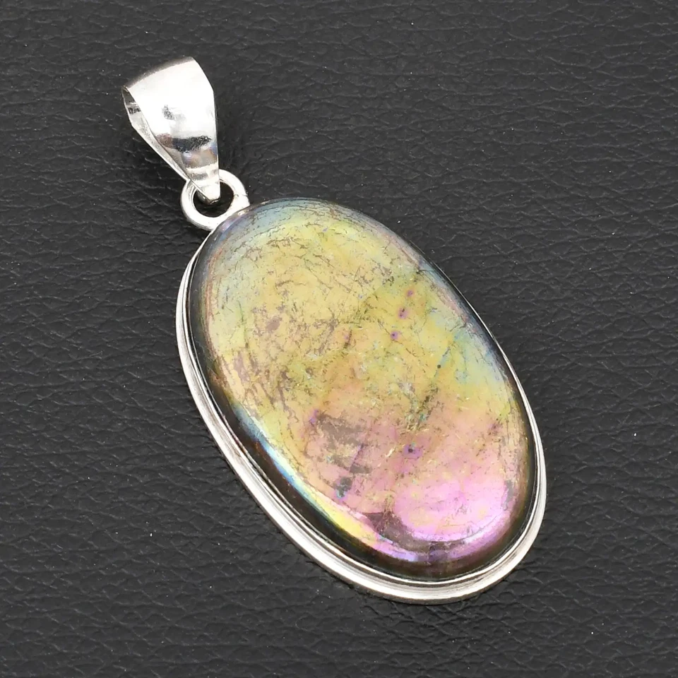 Colgante étnico hecho a mano de piedras preciosas de cuarzo aura de titanio joyería 2,28" AP-19381 Foto 1 de 1