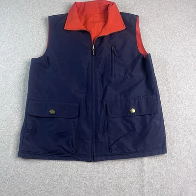 Chaps Men’s Reversible Vest Navy Red Pockets Full Zip size M - Image 1 of 4