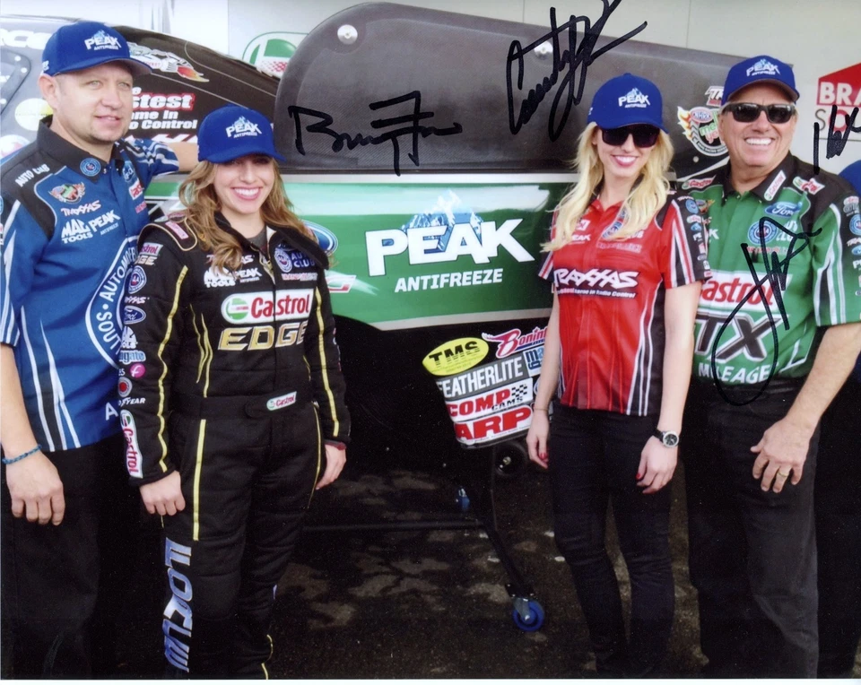 Foto autógrafos auténticos firmada por Brittany Courtney John Force NHRA 8x10 *4 Foto 1 de 1