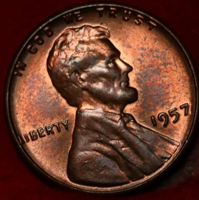 Uncirculated 1957 Philadelphia Mint Copper Lincoln Wheat Cent - Image 1 of 2