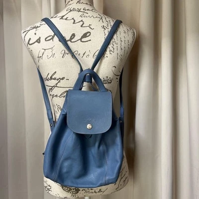 Longchamp Leather Backpack Blue 23a - Image 1 of 4