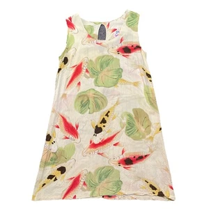 Jams World Damen Kleid Größe M Gelb Grün Koi Fisch Print Ärmellos M5 - Bild 1 von 6