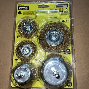 Juego surtido de ruedas de alambre de 6 piezas Ryobi A72601 dorado y plateado multi superficie - Imagen 1 de 5
