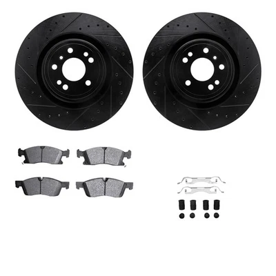 For Mercedes-Benz GL450 14-16 Drilled & Slotted Front Brake Kit w Optimum Pads - Image 1 of 3