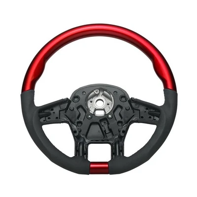 Volante YourGrip rojo de cuero y madera de 18" para Peterbilt 579 2012-2021 Foto 1 de 4