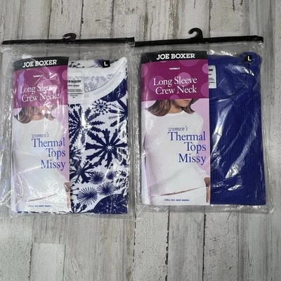 Lote De 2 Joe Boxer Mujer Grande Manga Larga Cuello Redondo Térmico Nuevo En Embalaje Foto 1 de 4