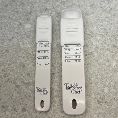 Lote de 2 cucharas medidoras ajustables de chef mimado 1/8 cucharadita hasta 1 cucharada Foto 1 de 4