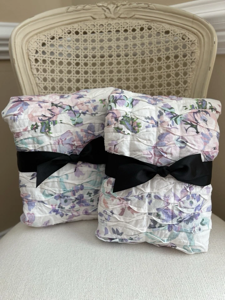 Pottery Barn Teen LoveShackFancy Jardín Damasco Calado ESTÁNDAR Shams (2) USADO Foto 1 de 4