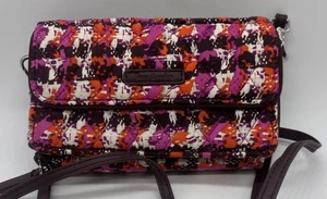 Vera Bradley Todo en Uno Bandolera Cartera Espiga Rosa Naranja Marrón RFID - Imagen 1 de 8