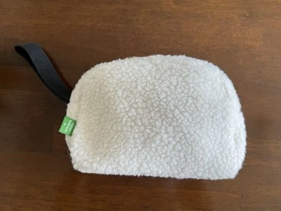 Kate Spade | белый искусственного шерпа косметичка косметики путешествий мешок кошелек с ремешком застежки - Изображение 1 из 4