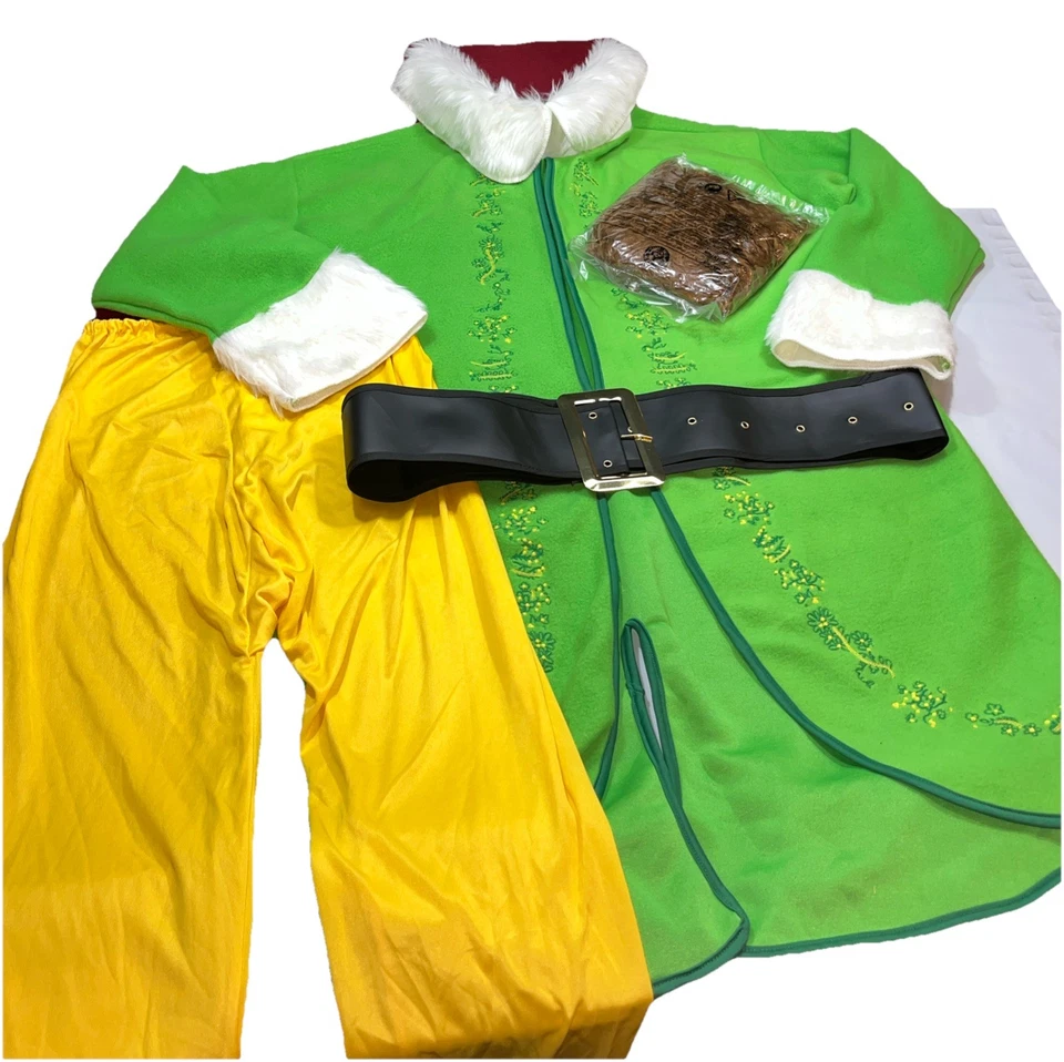 Disfraz Buddy ELF Para Hombre 2XL 3XL Santa Rubíes Navidad TRAJE Top Medias Peluca Cinturón Foto 1 de 4