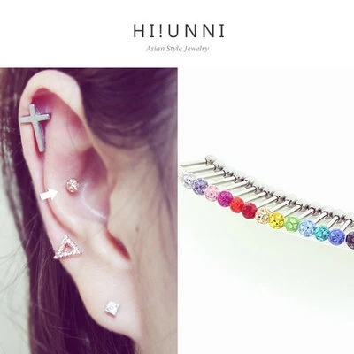 Pendientes de cartílago ferido bola de cristal cúbico 16g, tachuelas tragus labret (opcional) Foto 1 de 4