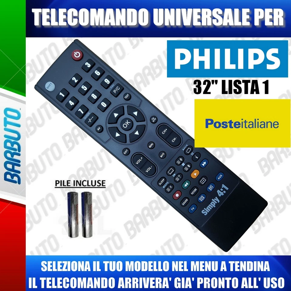 DIGITSAT TELECOMANDO UNIVERSAL PHILIPS 32: CLICCA SUL TUO MODELLO LO RICEVERAI GIA PRONTO