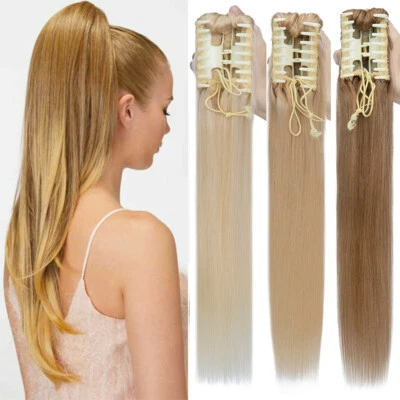 Real Thick Claw Clip in Pony Tail Hair Extensions One Piece Remy Human Hairpiece - Image 1 of 4