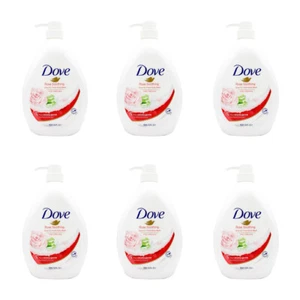 6x Dove 1000ml Body Wash Moisturising Liquid Bath Soap Rose Soothing Scent - Picture 1 of 4