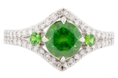 1.44ct Natürlicher Diamant 14K Weißgold Peridot Hochzeitstag Ring - Bild 1 von 4