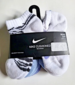 Nike Boys Cushioned No-Show Socks 6pk Size XS 10C-3Y Gray White Black - Picture 1 of 7