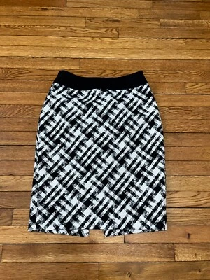 Falda lápiz White House Black Market negra/blanca para mujer talla 6 mezcla de lana Foto 1 de 4