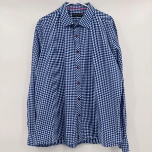 Jared Lang Shirt Men 3XL Blue Check Long Sleeve Button Up Lightweight Cotton - Picture 1 of 12