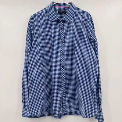 Jared Lang Shirt Men 3XL Blue Check Long Sleeve Button Up Lightweight Cotton - Image 1 of 4