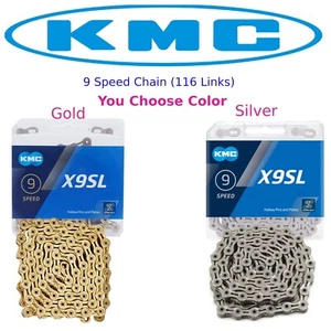 KMC X9SL 9-speed superlite Bike Chain choose TiN Gold or Silver fit Shimano SRAM - Picture 1 of 5