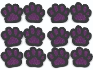 Purple Dog Paw Print Patch Embroidered Cut out Iron on Sew on (5/8") Lot of 12 - Picture 1 of 2