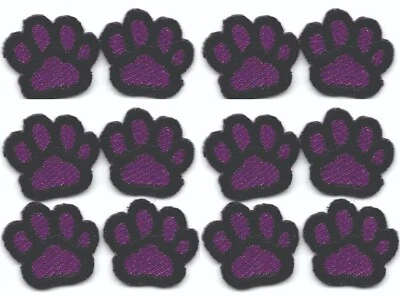 Purple Dog Paw Print Patch Embroidered Cut out Iron on Sew on (5/8") Lot of 12 - Image 1 of 2