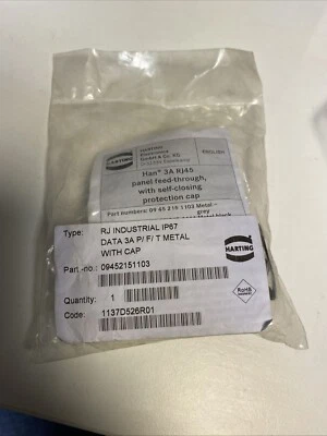 HARTING Han 3A RJ45 RJ45 Connector Socket 8-Pole, Panel Mount - Image 1 of 4