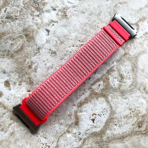 Hot Pink Color Sports Hook and Loop Adjustable Nylon Band Strap for Fitbit Ionic - Picture 1 of 7