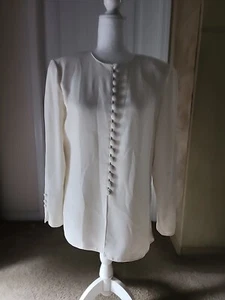 Vintage JS Collections Button Down Long Sleeve Top Sz 6 Off White Canada 🇨🇦 - Picture 1 of 15