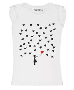 New T-Shirt Donna Fiammata Palloncino Stelle Cuori Idea Regalo - Imagen 1 de 1