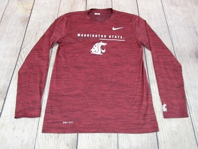 EDICIÓN DEL EQUIPO Washington State WSU Pumas Natación Nike Rojo Manga Larga Camiseta Pequeña  Foto 1 de 4