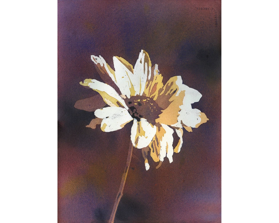 Watercolor painting sunflower floral home artwork fine art home decor (print) - Image 1 of 4