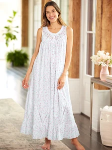 Eileen West Moonlight Sonata Long Cotton Lawn Nightgown Regular/Plus SALE - Picture 1 of 36