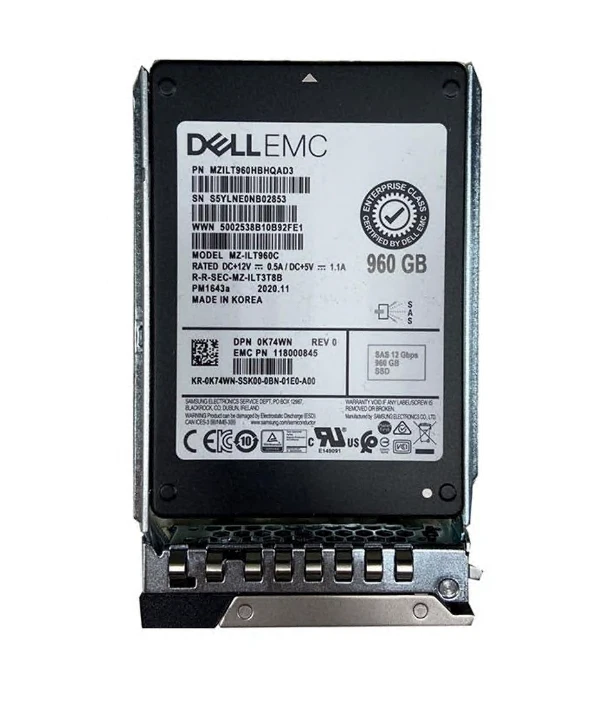 DELL EMC 960GB SAS 12Gbps Read Intensive 2.5" SSD MZ-ILT960C W/ Tray Gently Used - Image 1 of 1