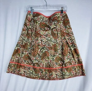 Falda Ann Taylor Talla 4 Hasta la Rodilla Forrada Verdes Marrones Paisley Línea A Plisada - Imagen 1 de 10