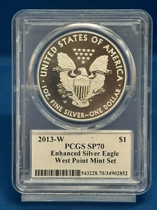 2013-W Silver Eagle Enhanced Finish PCGS SP70 West Point Set Slabbed Coin - Picture 1 of 4